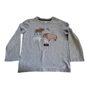 Janie & Jack Woodland Friends Heather Grey Longsleeve Gray Tee Shirt SZ 3